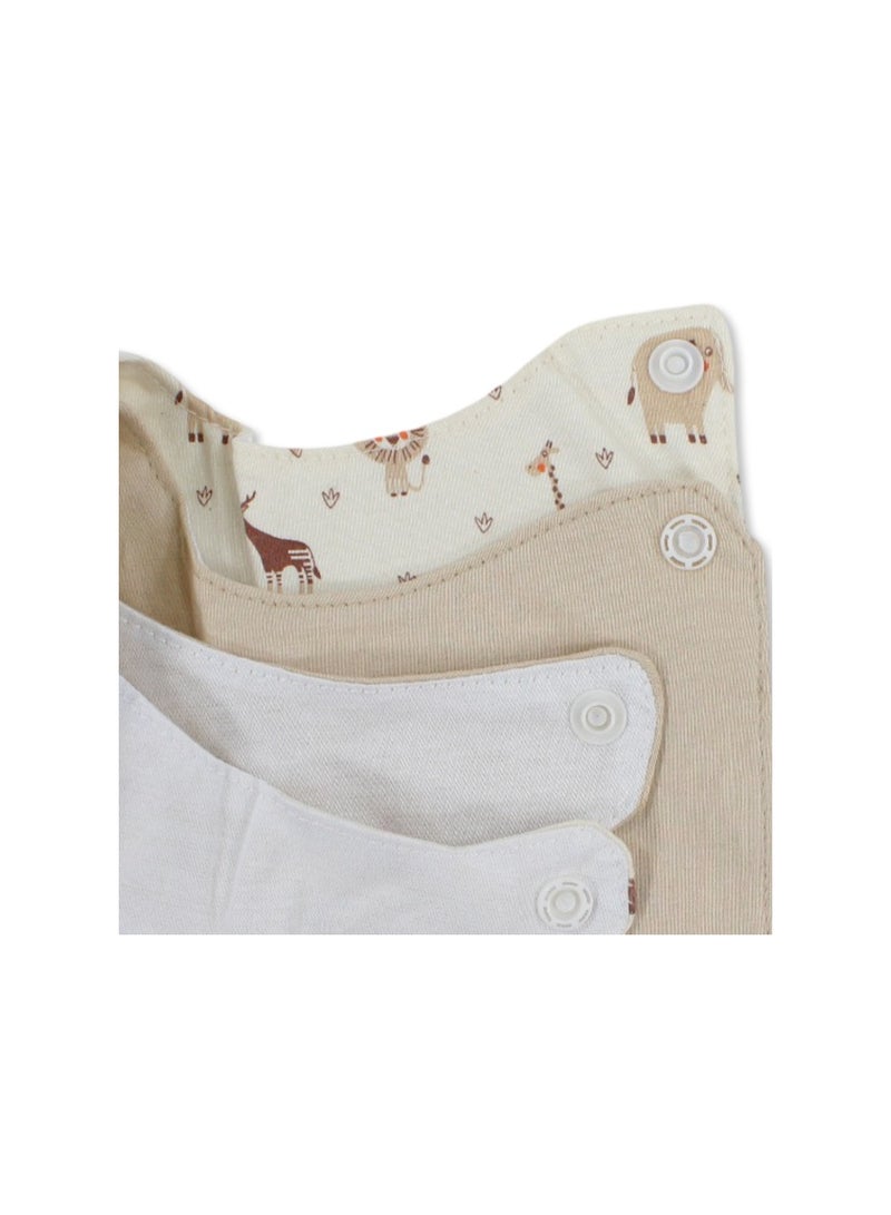 Junior Cotton Bib Beige & Off-White with "Little Wild" Print – Pack Of 2 - Image 3