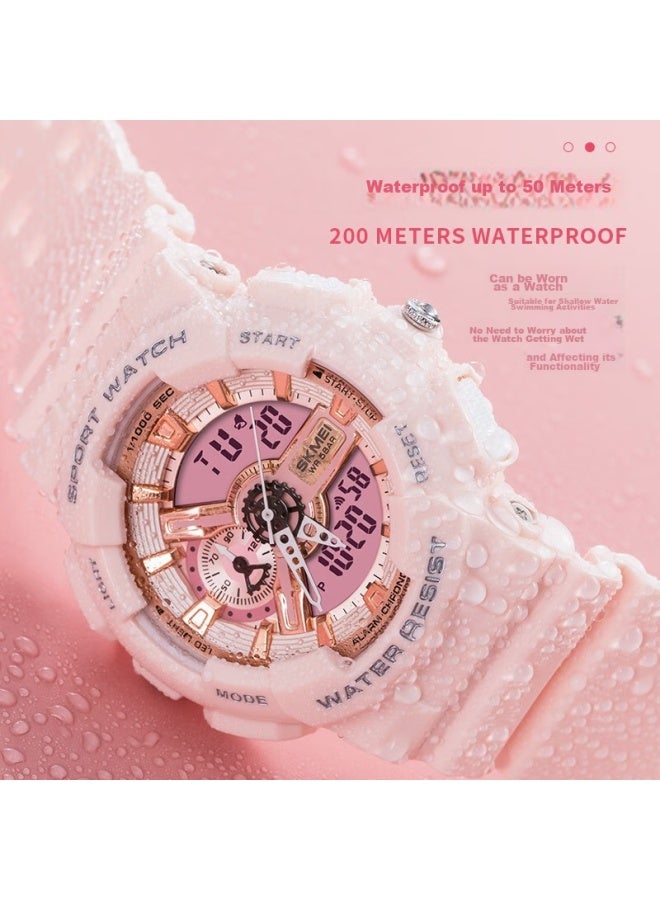 Skmei Children's Student Watch, Sports Digital Watch For Middle And High School Students, Luminous, Waterproof, Multifunctional, Birthday Gift, Pink - Image 1