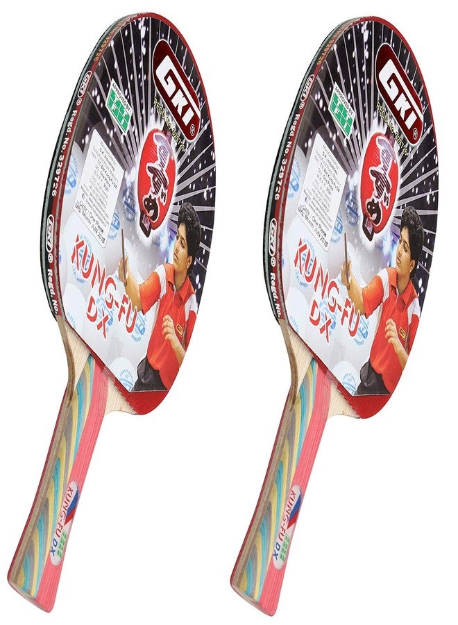 GKI Kung Fu DX Wood Table Tennis Racquet - Pack of 2, Red - Image 2