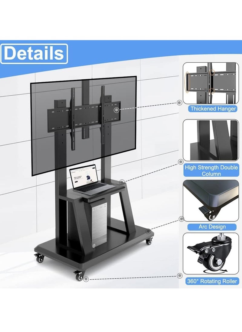 TIGER - Mobile TV Stand - Rolling TV Cart with Wheels for 32-70 Inch TV, Height Adjustable, Holds Up to 40KG, Portable TV Stand with Shelf, Ideal for Conference Rooms, Commercial Spaces, and Home Use - Image 1