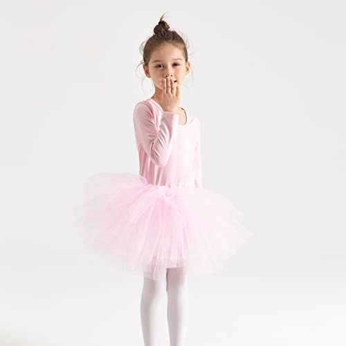 Tutu.kk Toddler Girls' Camisole Tutu Dance Leotard with Fluffy 4-Layers Skirt Dress for Dance, Gymnastics and Ballet Pink 2 Years - Image 4