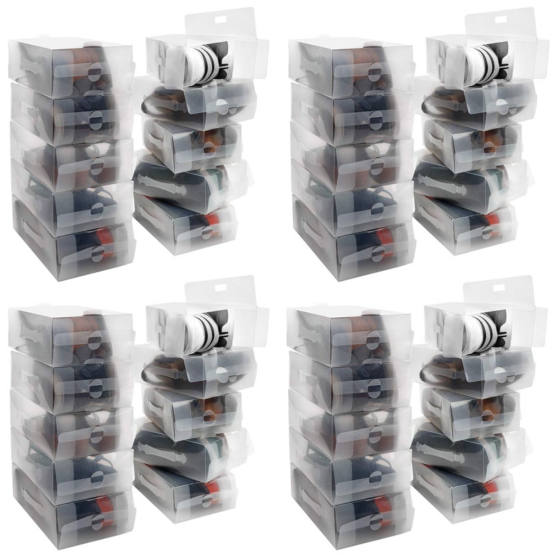 Kurtzy Clear Plastic Shoe Storage Boxes 40 Pack  Suitable for Womens Mens and Childrens Shoes  Foldable Corrugated and Stackable for Storage and Travel