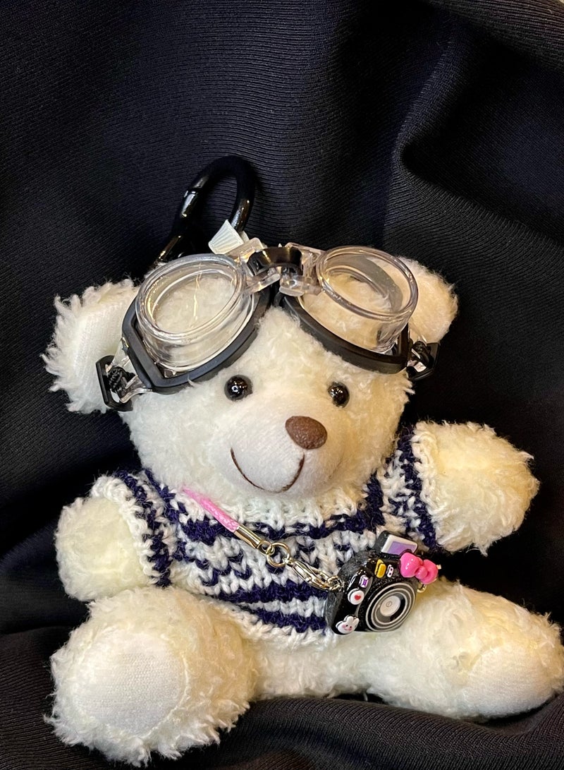 White Teddy Bear Keychain & Bag Charm - Ultra-Soft Mini Plush Toy for Girls and Women, Ramadan Gift & School Companion, Hypoallergenic & Portable (11cm) - Image 4