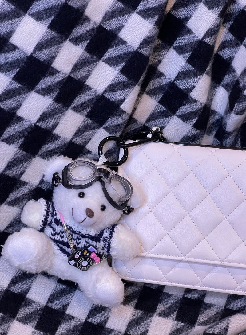 White Teddy Bear Keychain & Bag Charm - Ultra-Soft Mini Plush Toy for Girls and Women, Ramadan Gift & School Companion, Hypoallergenic & Portable (11cm) - Image 2