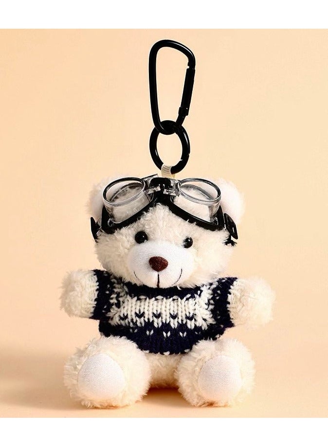 White Teddy Bear Keychain & Bag Charm - Ultra-Soft Mini Plush Toy for Girls and Women, Ramadan Gift & School Companion, Hypoallergenic & Portable (11cm) - Image 1