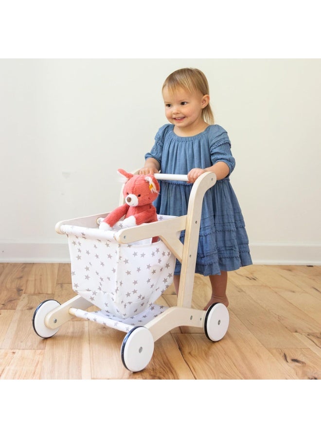 Factory Price Kids Wooden Shopping Trolley with Removable Cart - Image 2