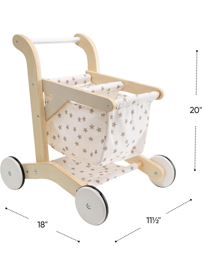 Factory Price Kids Wooden Shopping Trolley with Removable Cart - Image 4