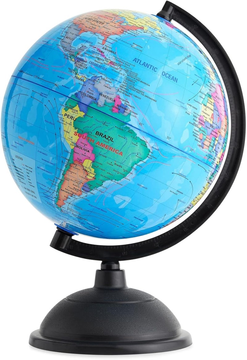 Juvale 8 Inch World Perfect Spinning Globe For Kids, Geography Students, Teachers And More, Blue - Image 1