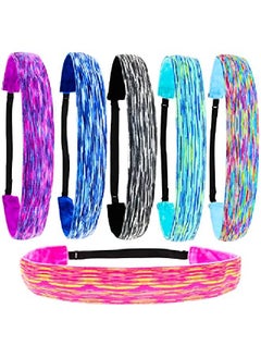 FROG SAC 6 Pcs Space Tie Dye Headbands For Teen Girls Adjustable No Slip Hairband Pack Comfortable Tiedye Head Bands For Kids Tiedye Hair Accessories Party Favors For Women Vsco Girl Headband  - Image 1
