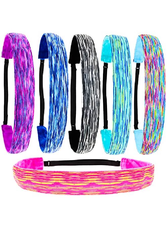 FROG SAC 6 Pcs Space Tie Dye Headbands For Teen Girls Adjustable No Slip Hairband Pack Comfortable Tiedye Head Bands For Kids Tiedye Hair Accessories Party Favors For Women Vsco Girl Headband - Image 1