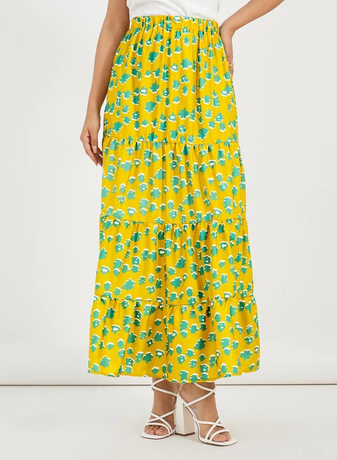 Take Two Textured Top and Floral Print Maxi Skirt Co-Ords by Styli