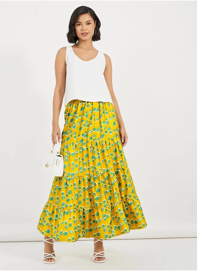 Causey Textured Top and Floral Print Maxi Skirt Co-Ords