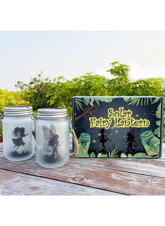 Alritz Alritz 2 Pack Solar Lantern Fairy Lights, Christmas Decorations Garden Ornament Lights - Outdoor Hanging Frosted Glass Mason Jar Lights for Tree, Table, Yard, Patio, Lawn Ages 4 5 6 7 8 9 10+ (Warm)  - Image 3