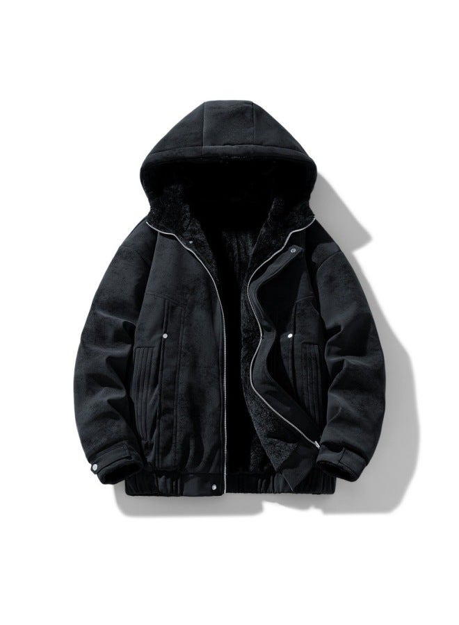 Winter Hooded Imitation Rabbit Fur Thickened Warm Cotton Outerwear – Loose Casual Reversible Mountain Eagle Jacket