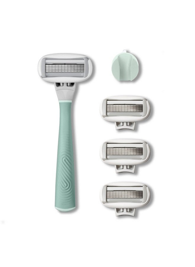 Flamingo Lamingo 5Blade Razors For Women 1 Razor Handle + 4 5Blade Refills + 1 Shower Holder Sage - Image 1