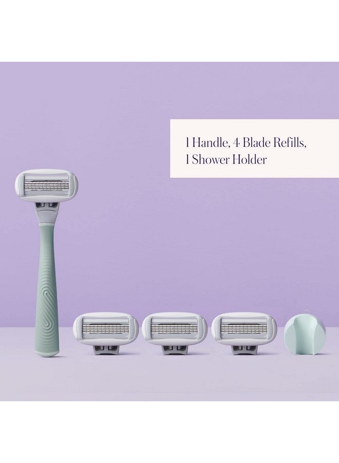 Flamingo Lamingo 5Blade Razors For Women 1 Razor Handle + 4 5Blade Refills + 1 Shower Holder Sage - Image 4