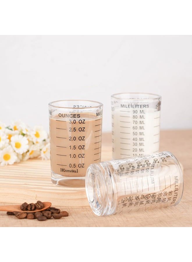 BCnmviku Shot Glass Measuring Cup 3 Ounce/90ML Liquid Heavy High Espresso Glass Cup Black Line - Image 3