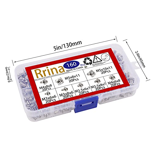 Rrina 160Pcs M3 M3.5 M4 M5 Terminal Block Screws Assortment Kit with Square Washers, Nickel Plated Carbon Steel, Silver - Image 4