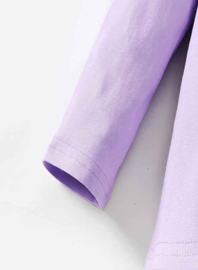 Magic Park بلوزة فتيات صغيرة سحرية 12M-14Y قصيرة وطويلة مع كشكش تي شيرتات للأطفال بلوزة بلون موحد علوية غير رسمية للفتيات (0032J_بنفسجي، 5-6 سنوات) - Image 4