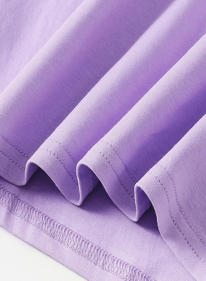 Magic Park بلوزة فتيات صغيرة سحرية 12M-14Y قصيرة وطويلة مع كشكش تي شيرتات للأطفال بلوزة بلون موحد علوية غير رسمية للفتيات (0032J_بنفسجي، 5-6 سنوات) - Image 5