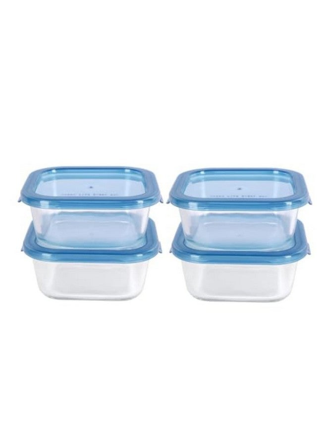 SIMPARTE 520ml Square Store Borosilicate Bakeware Safe Storage Glass Container with Lid (Set of 4), transparent (520ML-PP Lid-jar-set 4) - Image 1