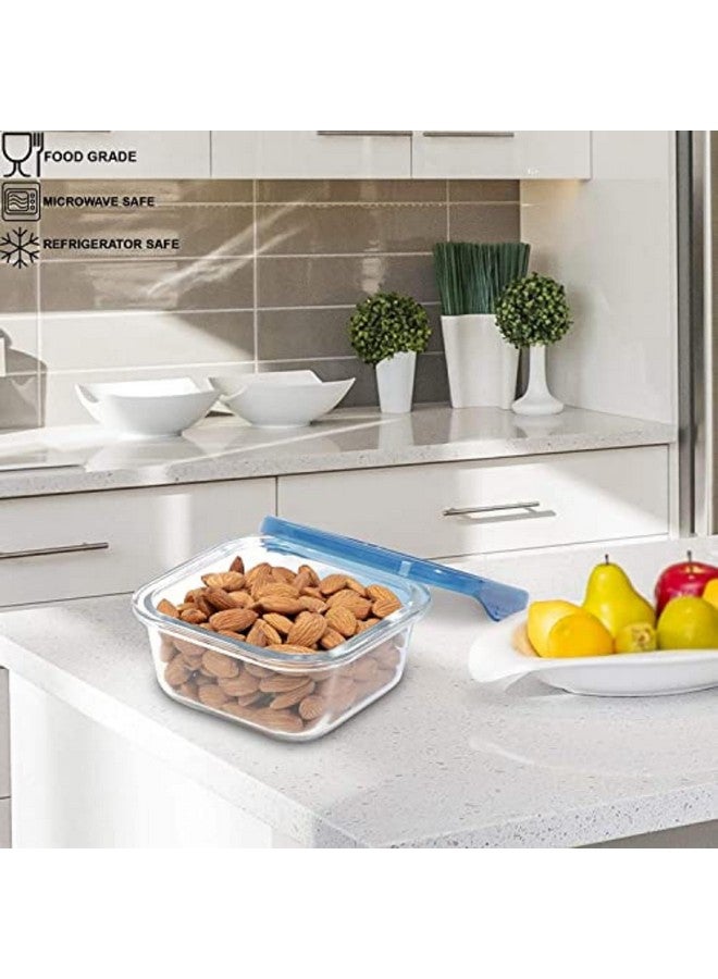 SIMPARTE 520ml Square Store Borosilicate Bakeware Safe Storage Glass Container with Lid (Set of 4), transparent (520ML-PP Lid-jar-set 4) - Image 3