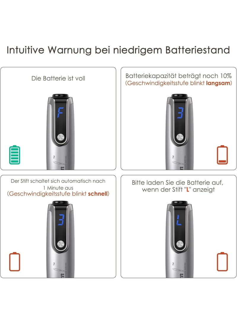 Zikra Rechargeable Auto Derma Micro Needle Roller, Professional Adjustable 0-2.5 mm Electric Microneedling Pen with 10 Replacement Cartridges and LCD Screen, Multifunctional Skin Care Gifts for Women