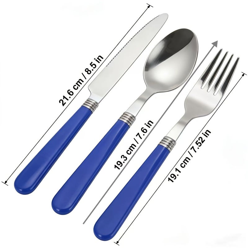 3 Piece Stainless Steel White Flatware Set Retro Vintage Cutlery Includes Forks Spoons Knives Dishwasher Safe For Daily Use And Party - Image 1