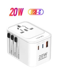 LDNIO Universal Travel Adapter 20W International Plug Adapter With USB 2 Type C Fast Charging All In One Worldwide Wall Charger UK US AUS EU  - Image 1