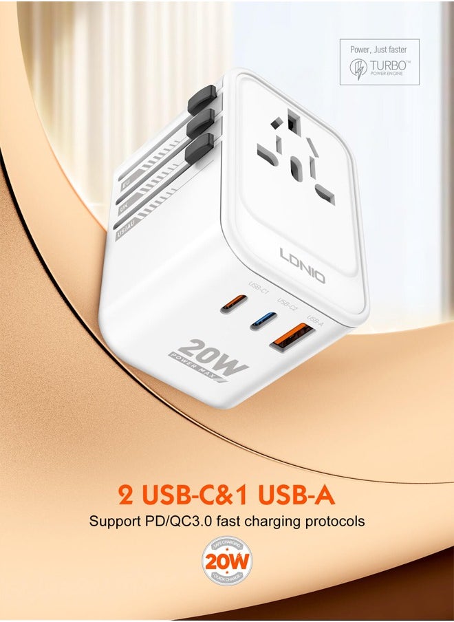 Universal Travel Adapter 20W International Plug Adapter With USB 2 Type C Fast Charging All In One Worldwide Wall Charger UK US AUS EU - pzsku/Z47898E71F878D7B98AEAZ/45/1741715839/6098cf39-9cd9-4c1b-a7c0-e1fcde361356