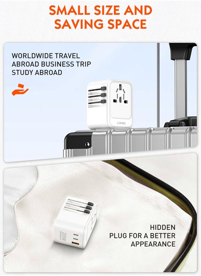 LDNIO Universal Travel Adapter 20W International Plug Adapter With USB 2 Type C Fast Charging All In One Worldwide Wall Charger UK US AUS EU  - Image 4