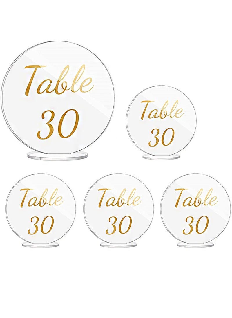 Aikanbo 5 Sets Of Round Acrylic Blanks With Stand, DIY Transparent Hexagonal Place Cards, Acrylic Table Number Signs For Wedding Table Decoration (Diameter 12cm)  - Image 1