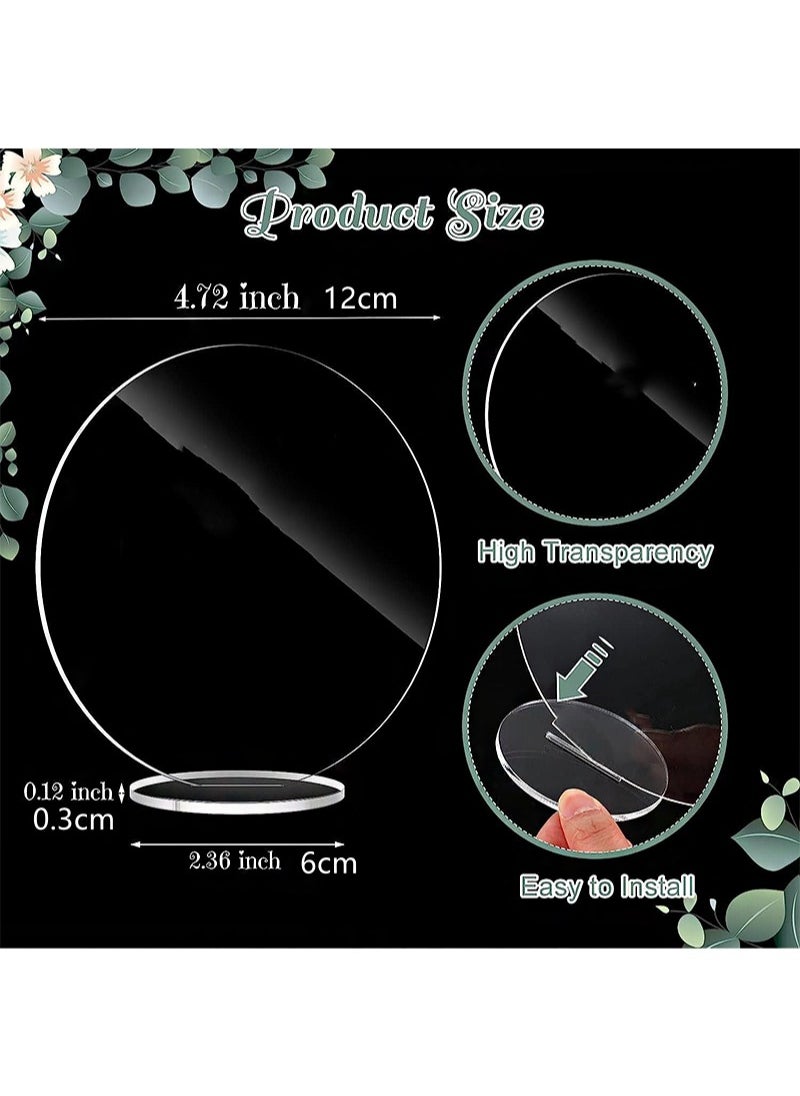 Aikanbo 5 Sets Of Round Acrylic Blanks With Stand, DIY Transparent Hexagonal Place Cards, Acrylic Table Number Signs For Wedding Table Decoration (Diameter 12cm)  - Image 2