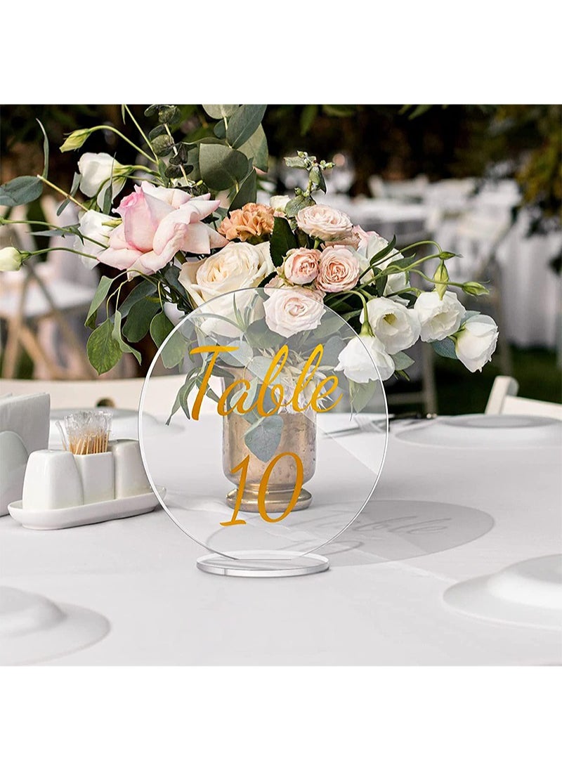 Aikanbo 5 Sets Of Round Acrylic Blanks With Stand, DIY Transparent Hexagonal Place Cards, Acrylic Table Number Signs For Wedding Table Decoration (Diameter 12cm)  - Image 5