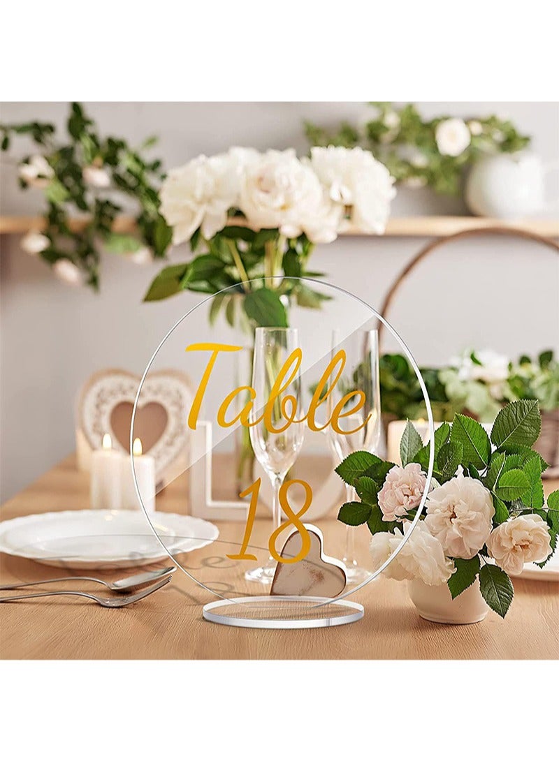 5 Sets Of Round Acrylic Blanks With Stand, DIY Transparent Hexagonal Place Cards, Acrylic Table Number Signs For Wedding Table Decoration (Diameter 12cm)