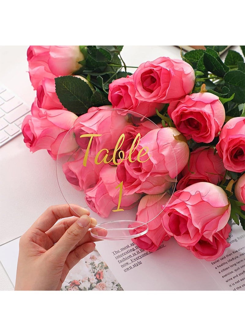 Aikanbo 5 Sets Of Round Acrylic Blanks With Stand, DIY Transparent Hexagonal Place Cards, Acrylic Table Number Signs For Wedding Table Decoration (Diameter 12cm)  - Image 4