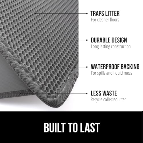 GORILLA GRIP Honeycomb Cat Litter Box Mat Two Layer Trapping Waste Mats Soft On Paws Litter Box Supplies and Essentials for Indoor Cats Traps Excess Water Resistant for Floors 24x15 Gray - Image 3