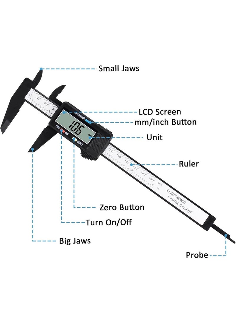 Digital Caliper, Calipers Measuring Tool - Electronic Micrometer Caliper with Large LCD Screen, Auto-off Feature, Inch and Millimeter Conversion - Image 3