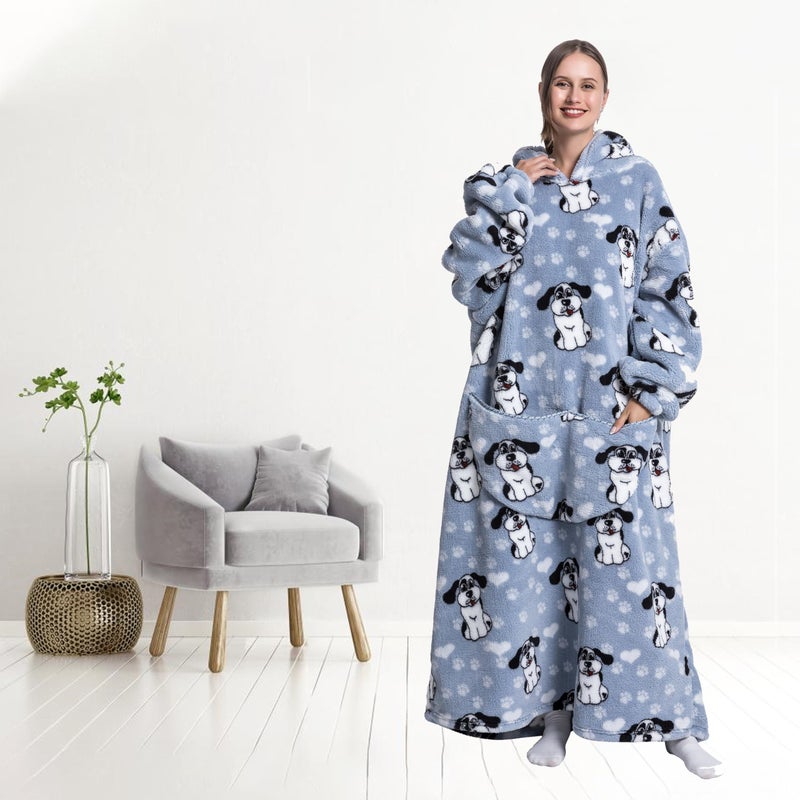 Capecage Blanket Hoodie, Long Hooded Blanket Sweatshirt as Birthday Gifts for Women Men, Long Wearable Blanket for Men Women.(Puppy) - Image 4