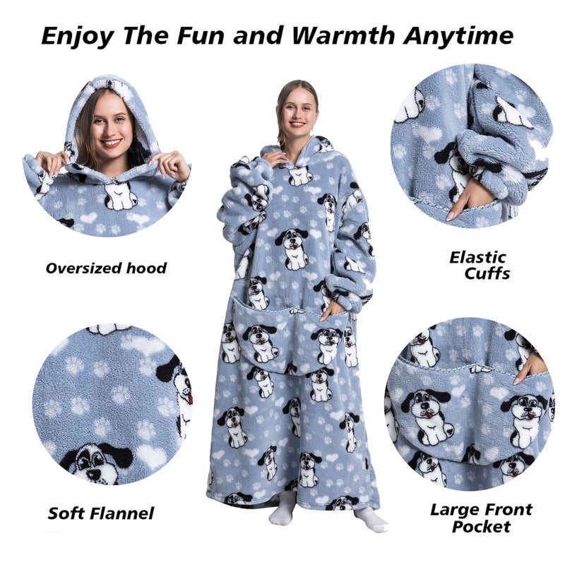 Capecage Blanket Hoodie, Long Hooded Blanket Sweatshirt as Birthday Gifts for Women Men, Long Wearable Blanket for Men Women.(Puppy) - Image 2