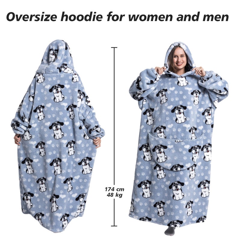 Capecage Blanket Hoodie, Long Hooded Blanket Sweatshirt as Birthday Gifts for Women Men, Long Wearable Blanket for Men Women.(Puppy) - Image 3