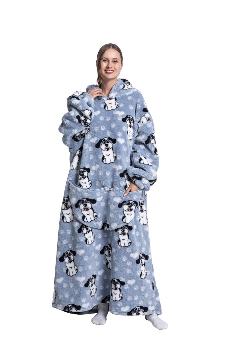 Capecage Blanket Hoodie, Long Hooded Blanket Sweatshirt as Birthday Gifts for Women Men, Long Wearable Blanket for Men Women.(Puppy) - Image 1