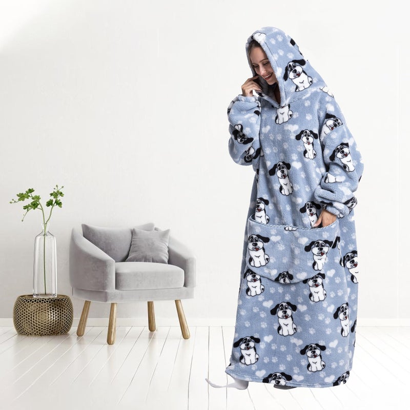 Capecage Blanket Hoodie, Long Hooded Blanket Sweatshirt as Birthday Gifts for Women Men, Long Wearable Blanket for Men Women.(Puppy) - Image 5