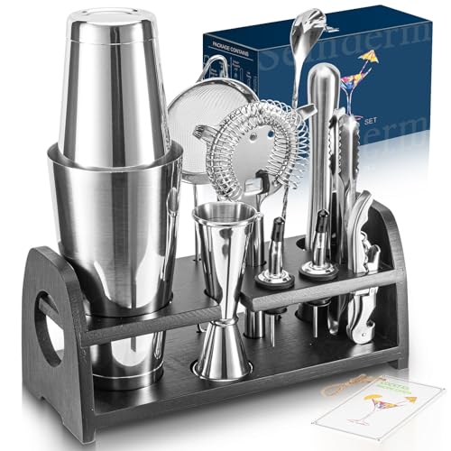 Semderm Pro Cocktail Shaker Set Mixology Bartender Kit- Extra Thick Stainless Steel Boston Shaker Set | Cocktail Kit Bar Kit Bartending Kit Bar Set Barware Bartender Set for Home Bar Party - Image 1