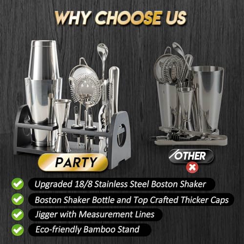 Semderm Pro Cocktail Shaker Set Mixology Bartender Kit- Extra Thick Stainless Steel Boston Shaker Set | Cocktail Kit Bar Kit Bartending Kit Bar Set Barware Bartender Set for Home Bar Party - Image 3