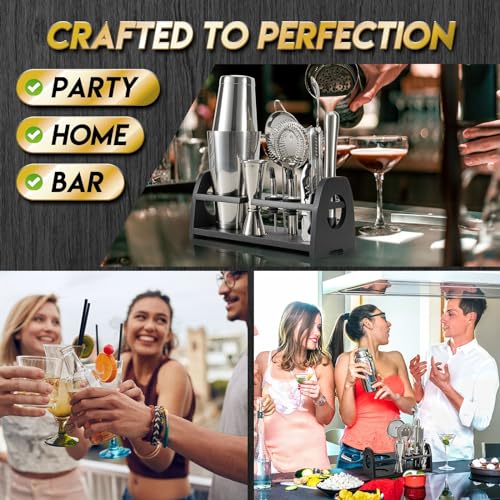 Semderm Pro Cocktail Shaker Set Mixology Bartender Kit- Extra Thick Stainless Steel Boston Shaker Set | Cocktail Kit Bar Kit Bartending Kit Bar Set Barware Bartender Set for Home Bar Party - Image 5