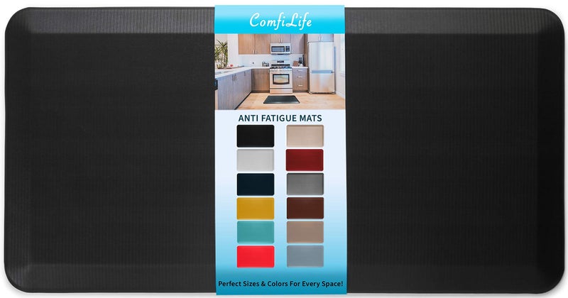 ComfiLife Anti Fatigue Floor Mat – 3/4 Inch Thick Perfect Kitchen Mat, Standing Desk Mat – Comfort at Home, Office, Garage – Durable – Stain Resistant – Non-Slip Bottom (20" x 39", Black) - Image 1