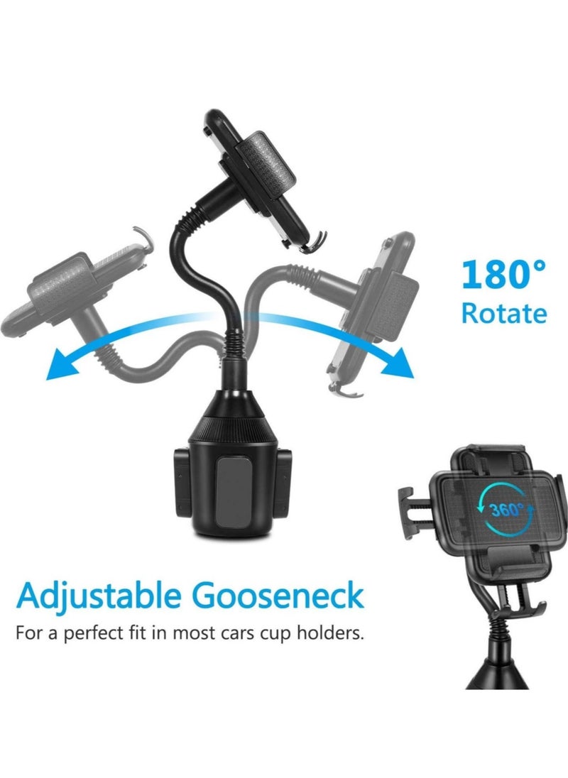 "Universal Adjustable Cup Holder Phone Mount with Flexible Gooseneck"