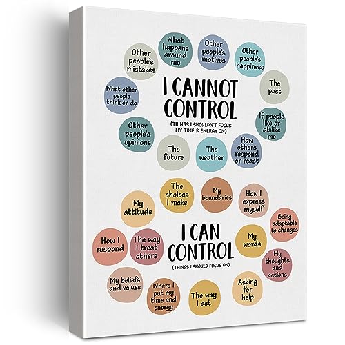 Nurawo Mental Health Wall Art Therapy Office Decor Things I Can Control Framed Canvas Print School Counselor Painting Picture Wall & Tabletop Decoration 12"x15" - Image 1
