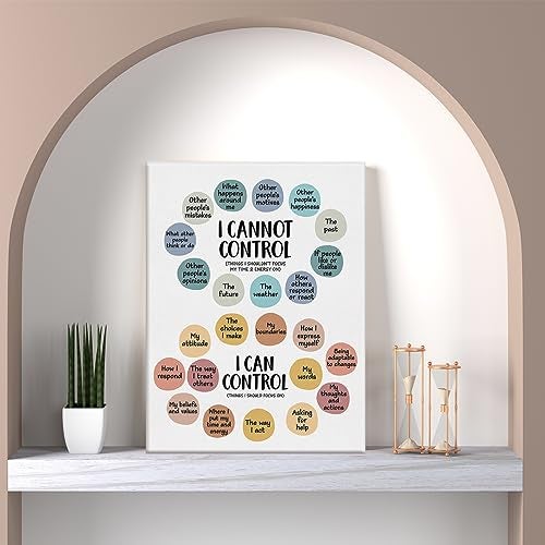Nurawo Mental Health Wall Art Therapy Office Decor Things I Can Control Framed Canvas Print School Counselor Painting Picture Wall & Tabletop Decoration 12"x15" - Image 3